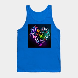 Heart of Colorful Butterflies Tank Top